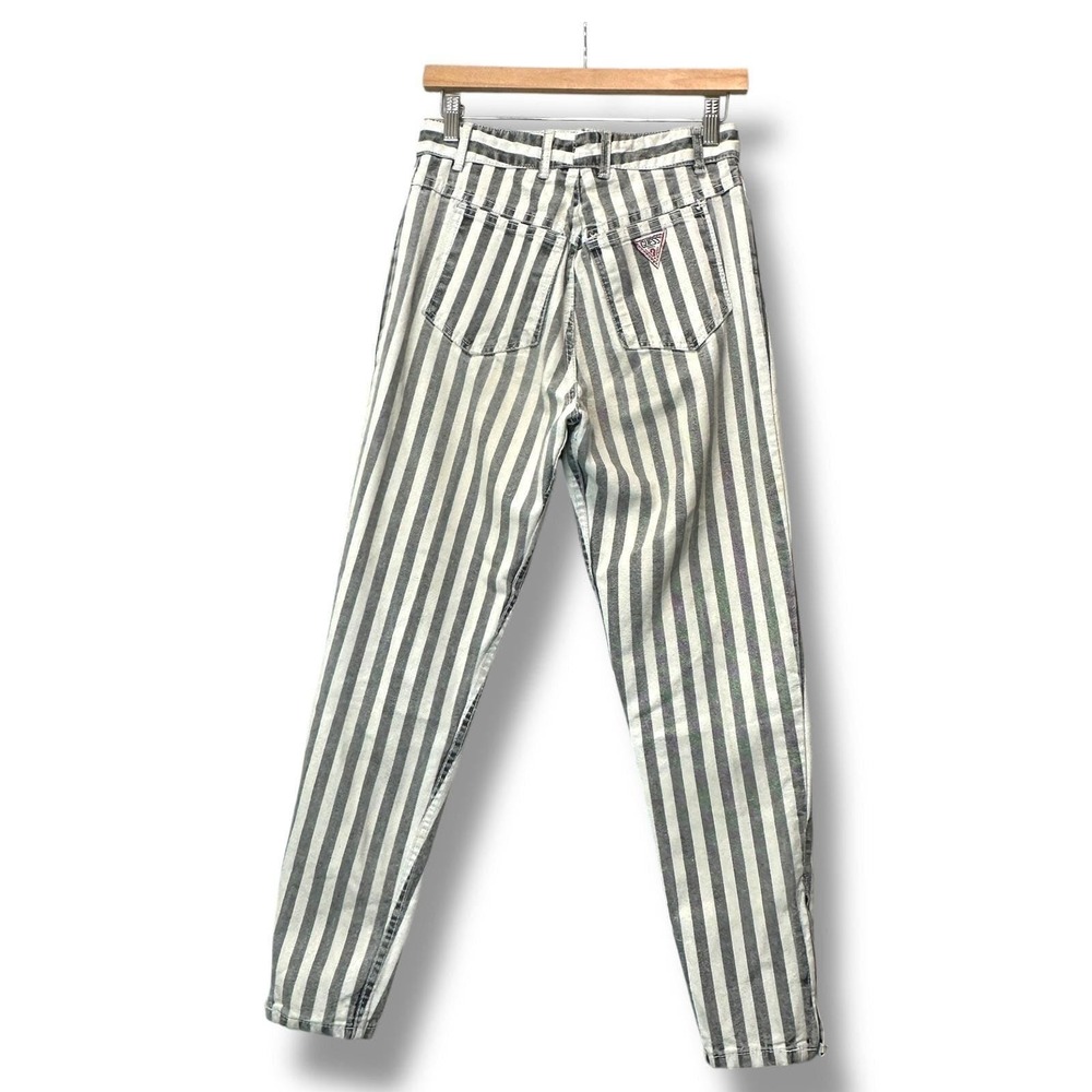 Vtg GUESS Georges Marciano Striped Jeans 29 High Waist 90s Y2K Punk Denim Rocker - Picture 2 of 9